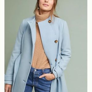 Blue Shania Belted Coat by Cartonnier by Anthropologie Size 6
